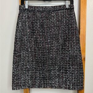 Ann Taylor Black and White Tweed Pencil Skirt 4 TALL